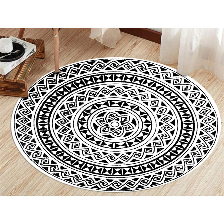 Bloomsbury Market Hiawatha Flatweave Black/White Rug Wayfair.co.uk